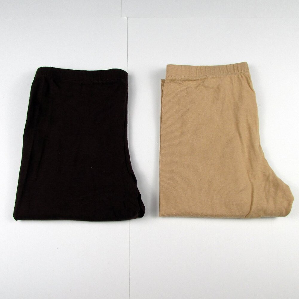 SC Stretch is Comfort Girls Leggings 2 pair Size 12 Tan & Brown Never Worn